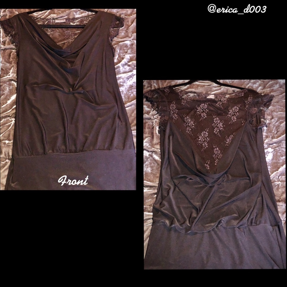 Black drape lace blouse